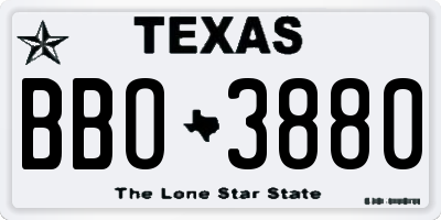 TX license plate BBO3880