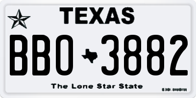 TX license plate BBO3882