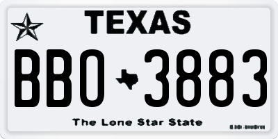 TX license plate BBO3883