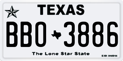 TX license plate BBO3886