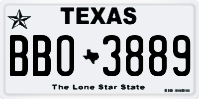 TX license plate BBO3889