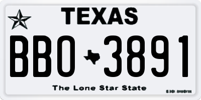 TX license plate BBO3891