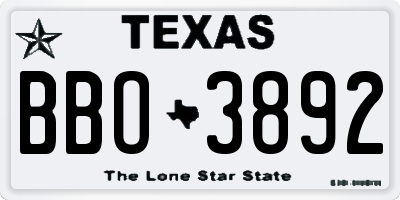 TX license plate BBO3892