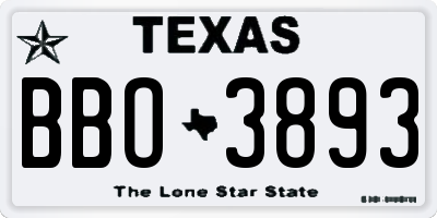 TX license plate BBO3893