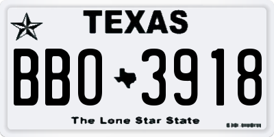 TX license plate BBO3918