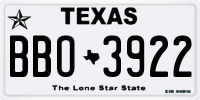 TX license plate BBO3922
