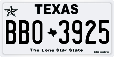 TX license plate BBO3925
