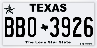 TX license plate BBO3926