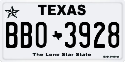TX license plate BBO3928