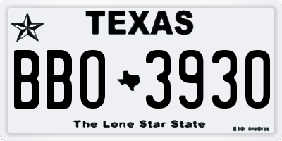 TX license plate BBO3930