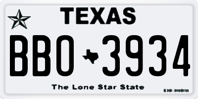 TX license plate BBO3934