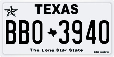 TX license plate BBO3940