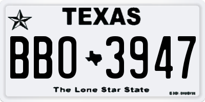 TX license plate BBO3947
