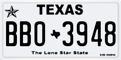 TX license plate BBO3948