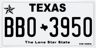 TX license plate BBO3950