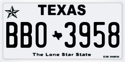 TX license plate BBO3958