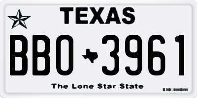 TX license plate BBO3961