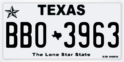 TX license plate BBO3963