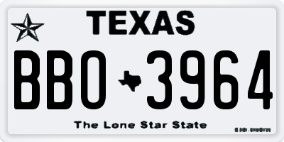 TX license plate BBO3964