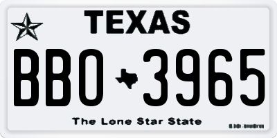 TX license plate BBO3965