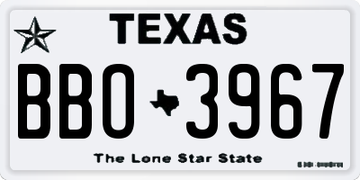 TX license plate BBO3967