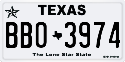 TX license plate BBO3974