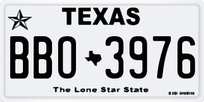 TX license plate BBO3976