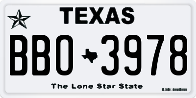 TX license plate BBO3978