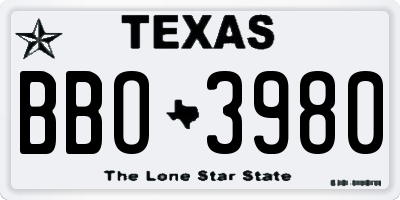 TX license plate BBO3980
