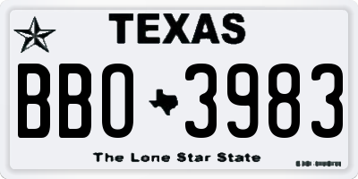 TX license plate BBO3983