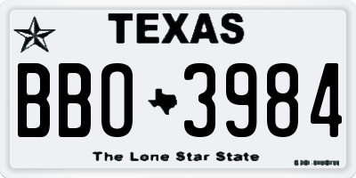 TX license plate BBO3984