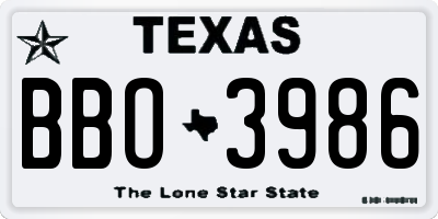 TX license plate BBO3986