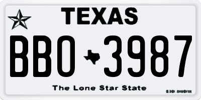 TX license plate BBO3987