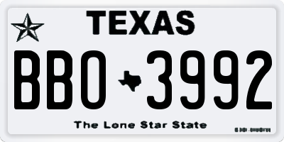 TX license plate BBO3992
