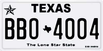 TX license plate BBO4004