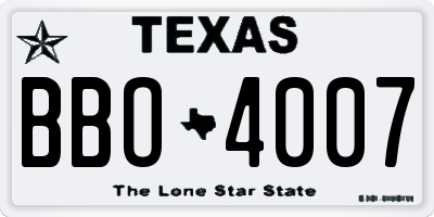 TX license plate BBO4007