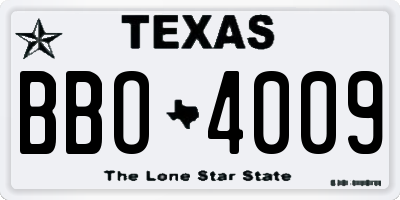 TX license plate BBO4009