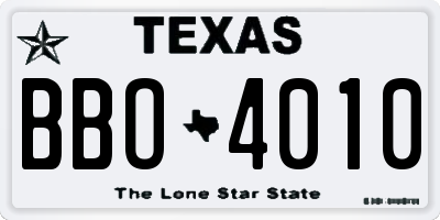 TX license plate BBO4010
