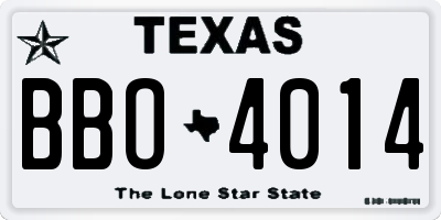 TX license plate BBO4014