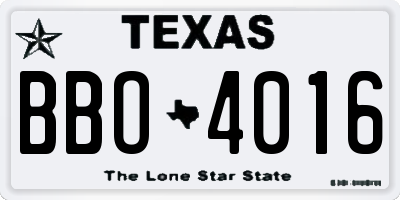 TX license plate BBO4016