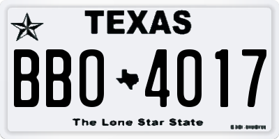 TX license plate BBO4017
