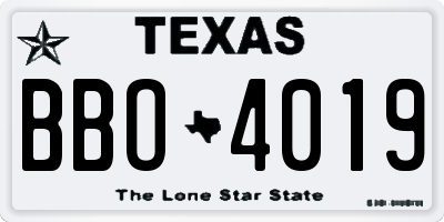 TX license plate BBO4019