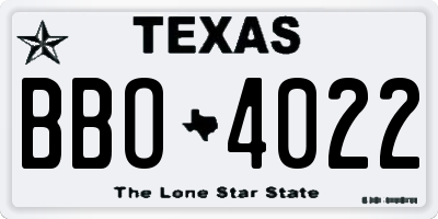 TX license plate BBO4022