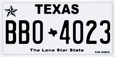 TX license plate BBO4023
