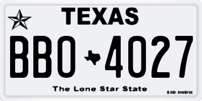 TX license plate BBO4027
