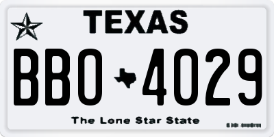 TX license plate BBO4029