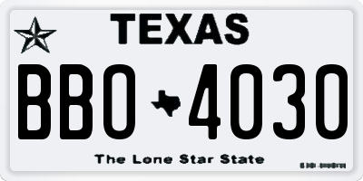 TX license plate BBO4030