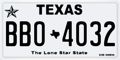 TX license plate BBO4032