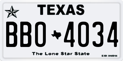 TX license plate BBO4034