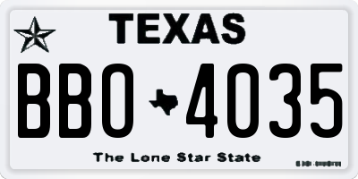 TX license plate BBO4035